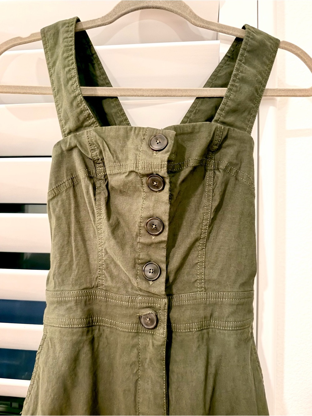 Maeve Anthropologie Olive Green Button-Front Jumpsuit XS WOMENS
